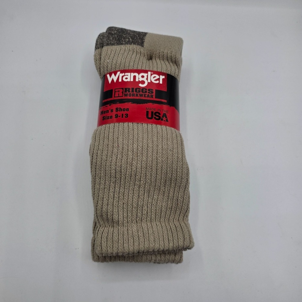 Wrangler Riggs Workwear Men's Crew Socks 9-13 Khaki Cotton Spandex New